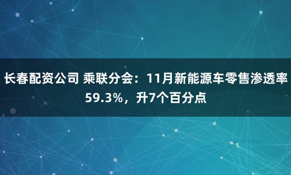 长春配资公司 乘联分会：11月新能源车零售渗透率59.3%，升7个百分点